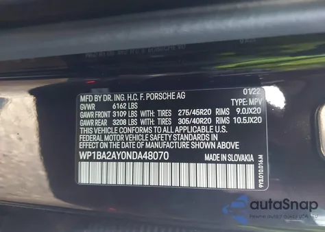 2022 Porsche Cayenne Coupe Platinum Edition from USA, damaged, VIN WP1BA2AY0NDA48070